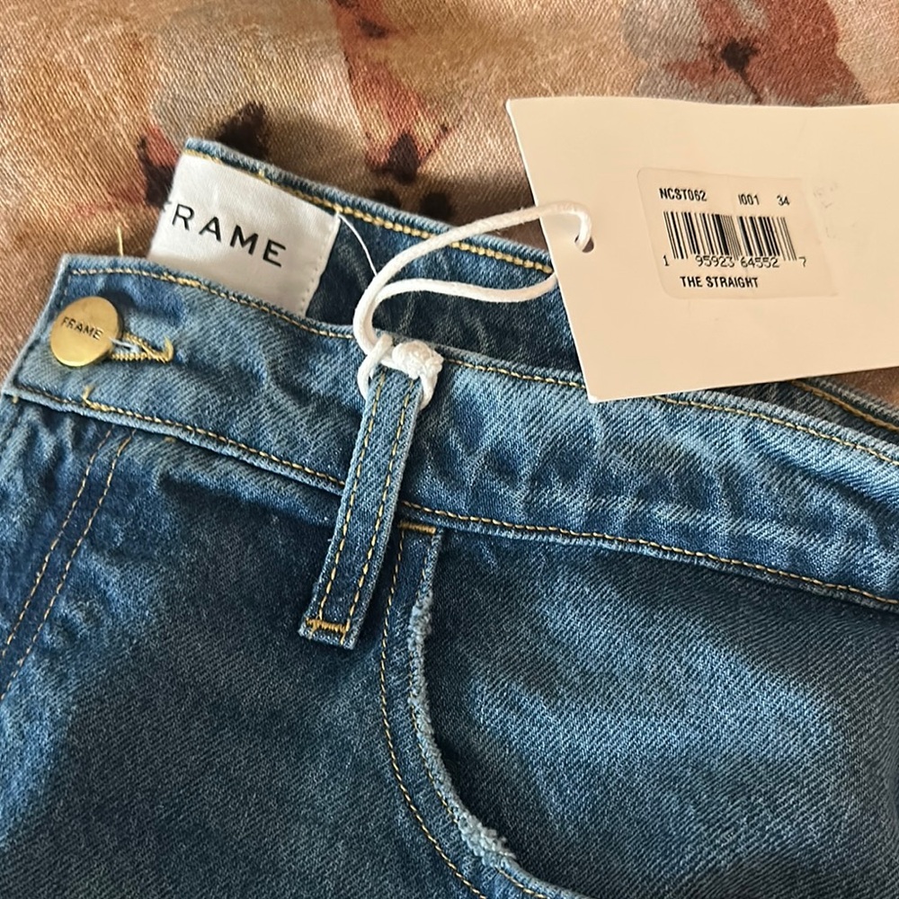 Frame Denim Blue Straight Leg Jeans
